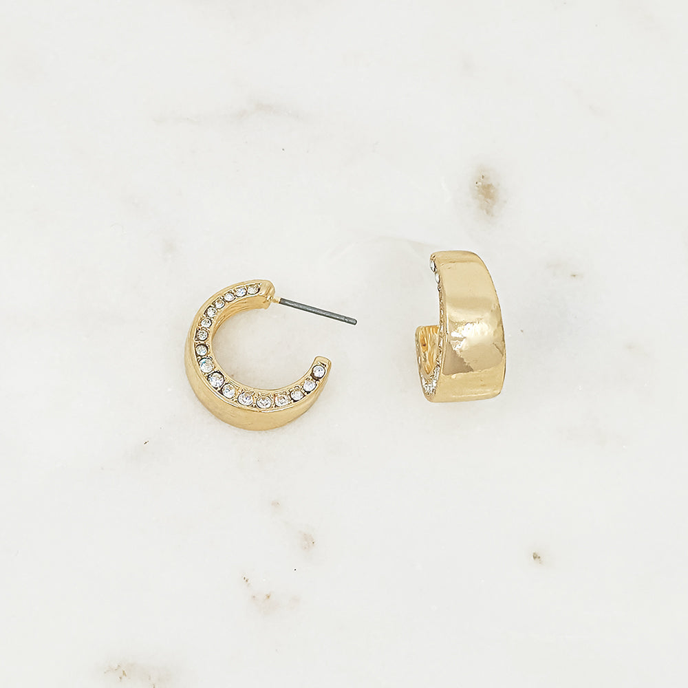 Mini Crystal-Lined Chunky Hoop Earrings