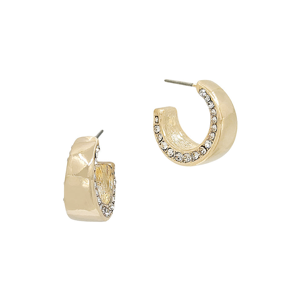 Mini Crystal-Lined Chunky Hoop Earrings