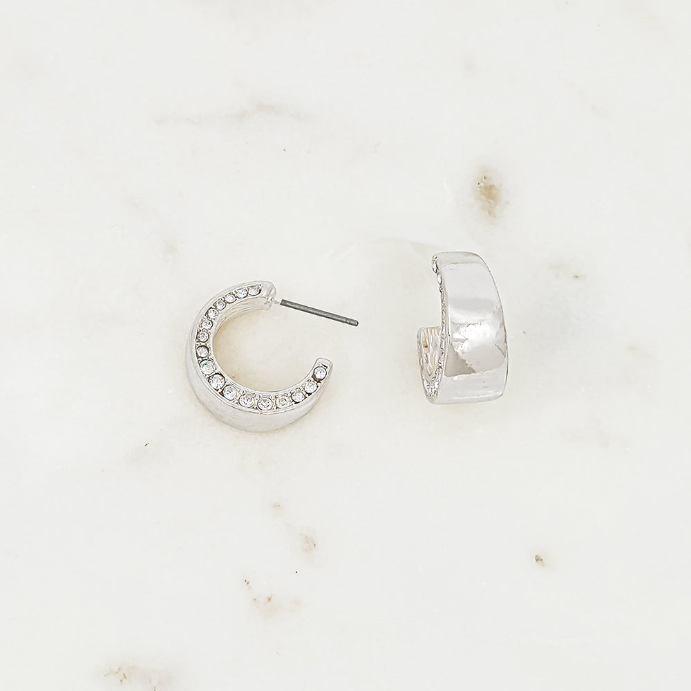 Mini Crystal-Lined Chunky Hoop Earrings