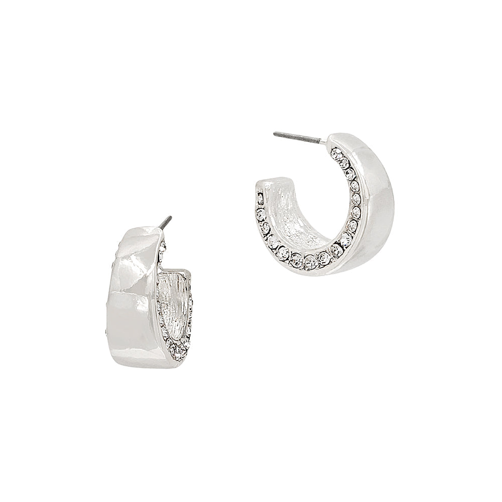 Mini Crystal-Lined Chunky Hoop Earrings