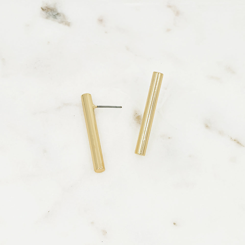 Minimalist Vertical Bar Stud Earrings