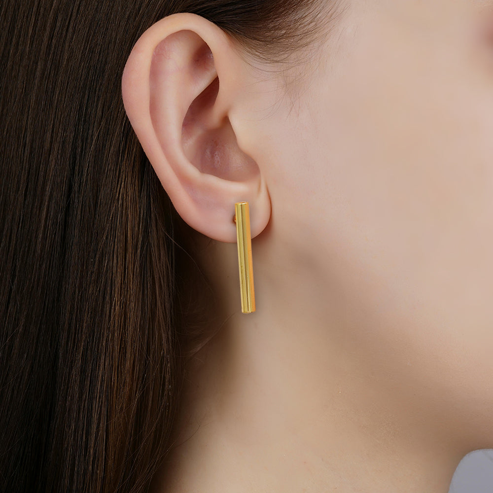 Minimalist Vertical Bar Stud Earrings