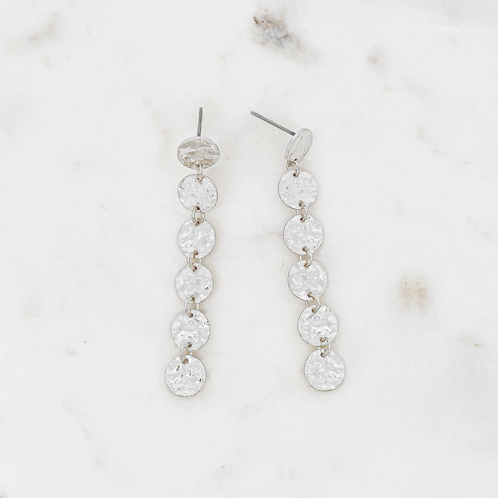 Textured Disc Linear Drop Earrings – Gold & Silver-Tone Statement Dangles