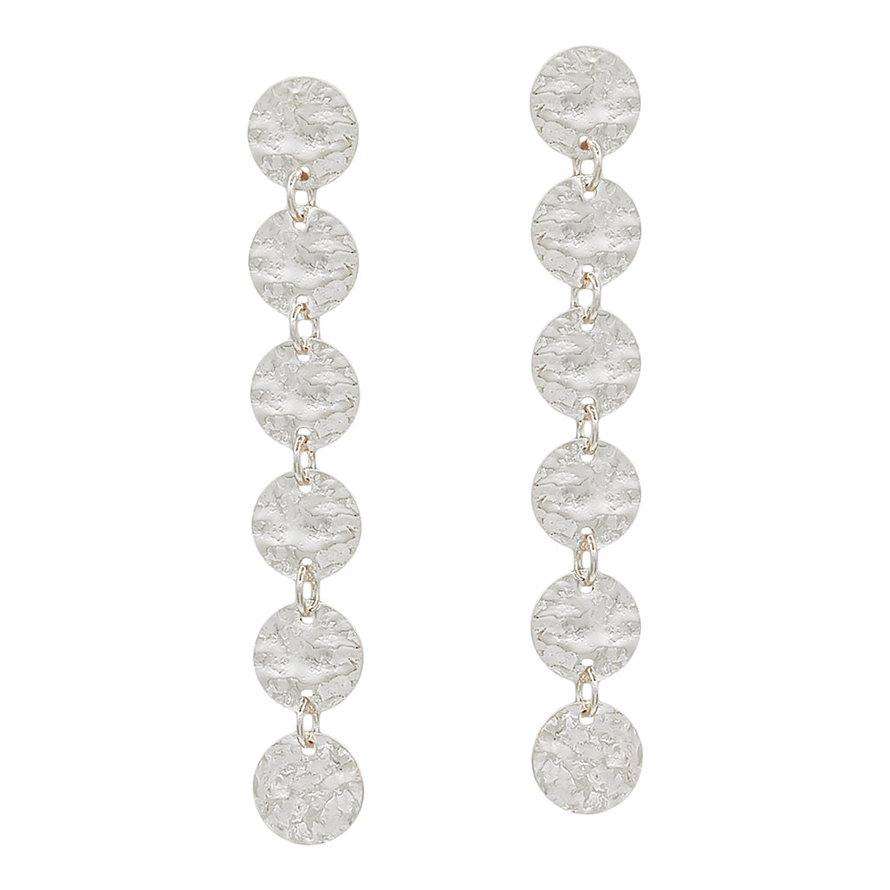 Textured Disc Linear Drop Earrings – Gold & Silver-Tone Statement Dangles