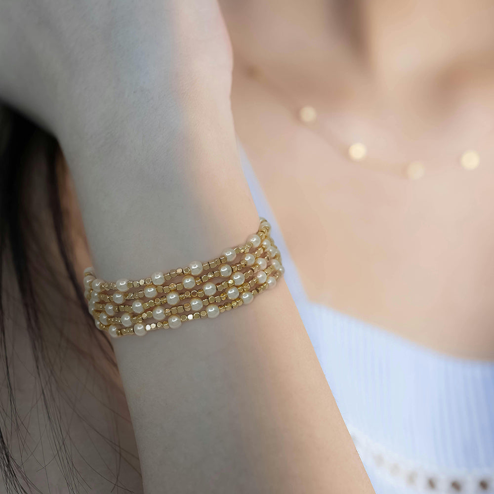 Multi-Strand Pearl Beaded Bracelet