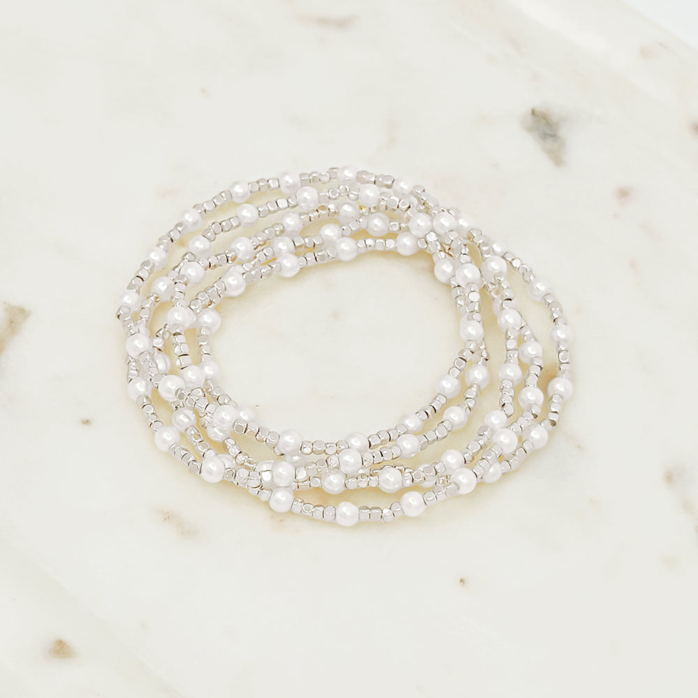 Multi-Strand Pearl Beaded Bracelet