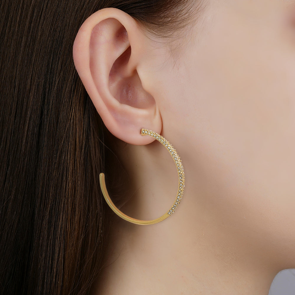 Pavé Crystal Open Hoop Earrings