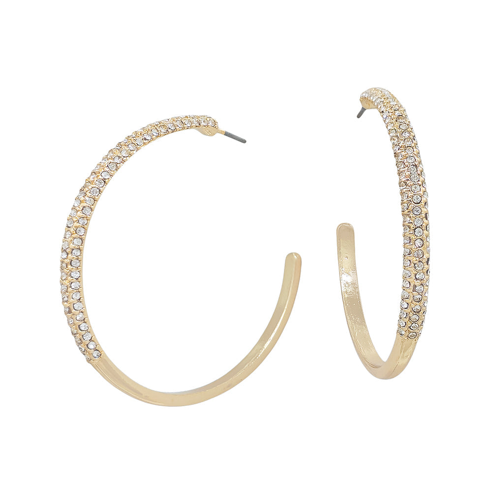 Pavé Crystal Open Hoop Earrings