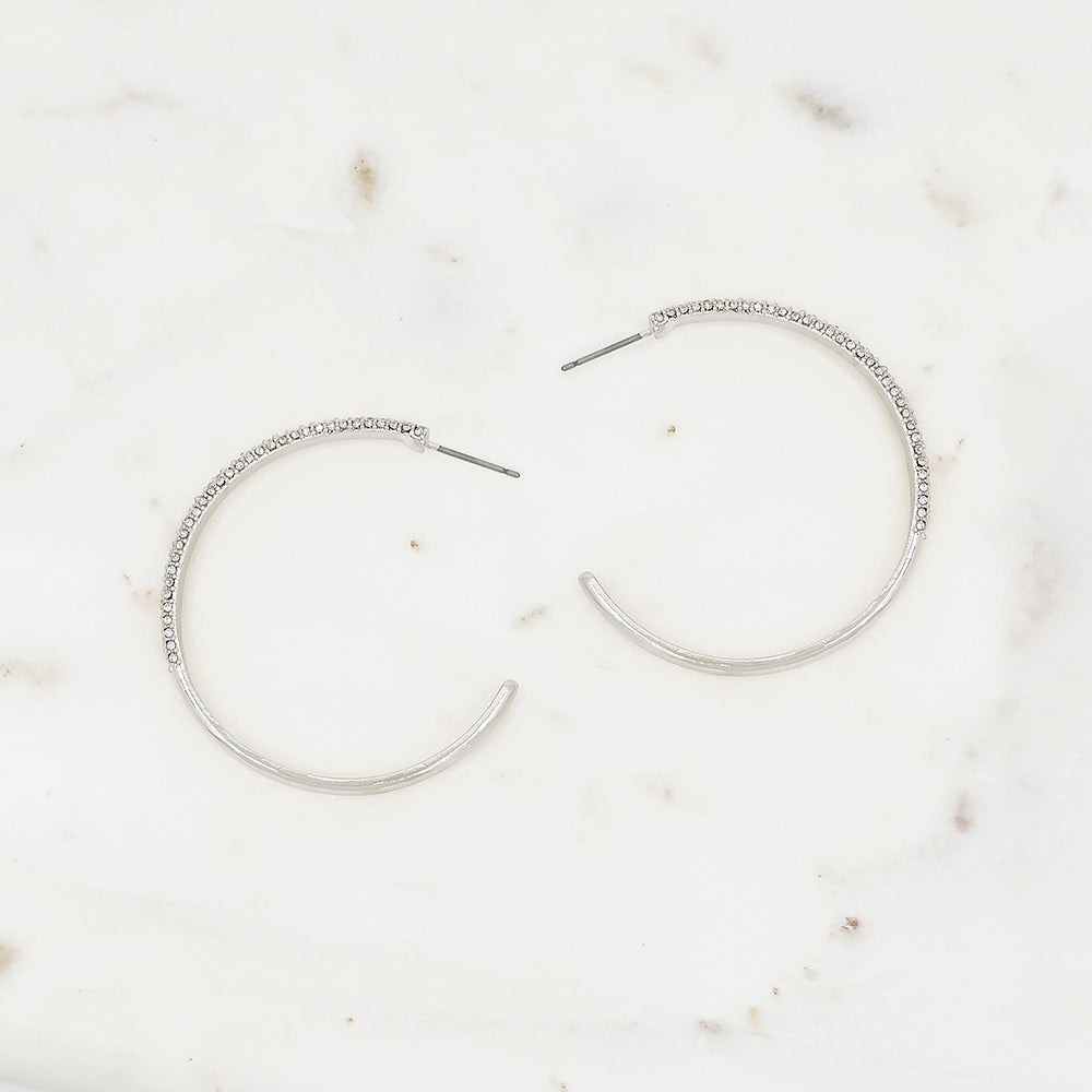 Pavé Crystal Open Hoop Earrings