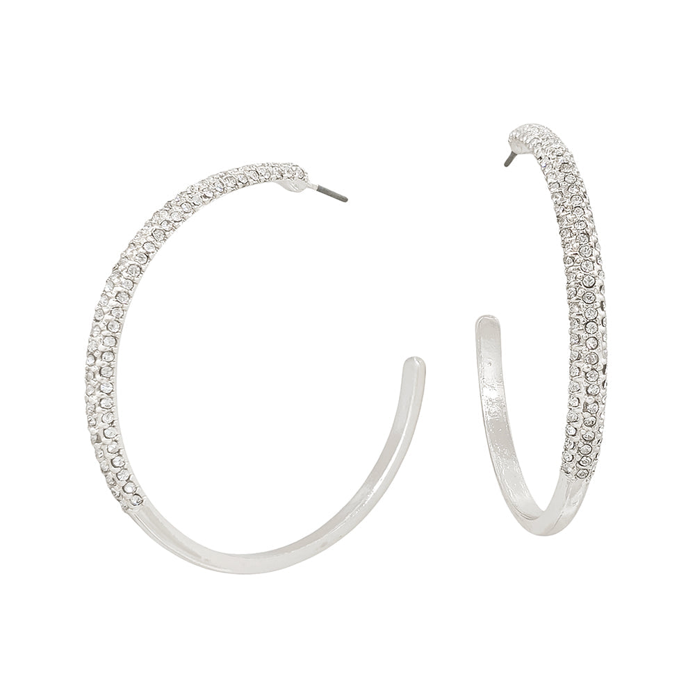Pavé Crystal Open Hoop Earrings