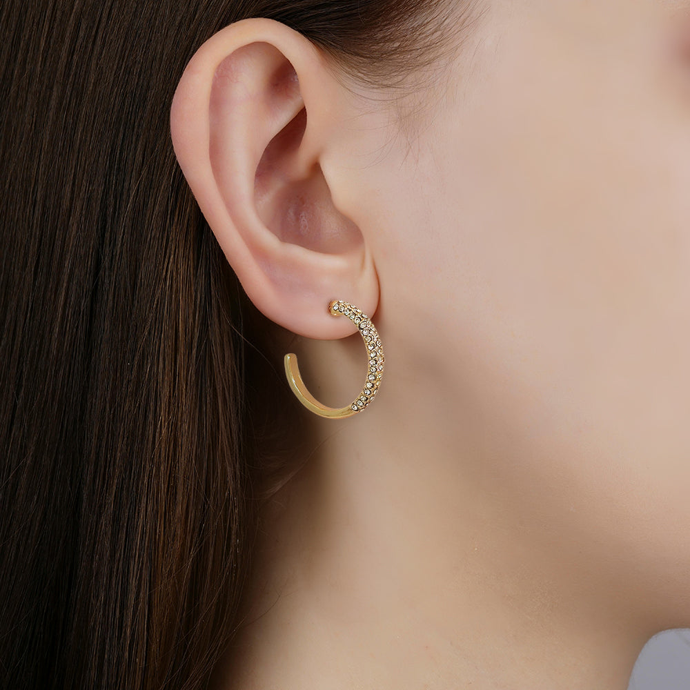 Pavé Crystal Open Hoop Earrings