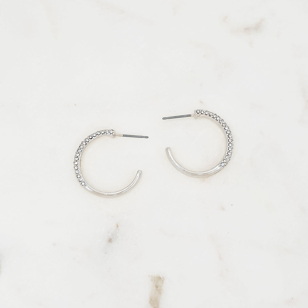 Pavé Crystal Open Hoop Earrings