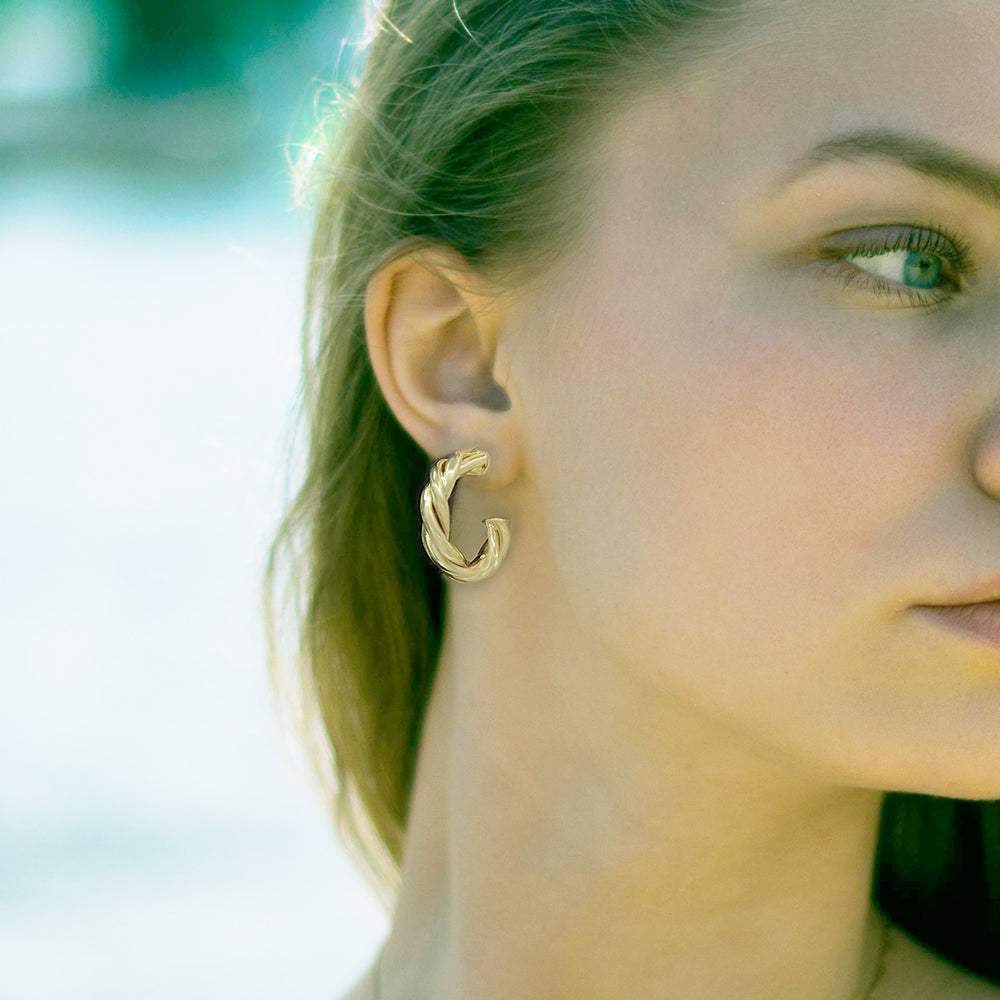 Twisted Gold Hoop Earrings