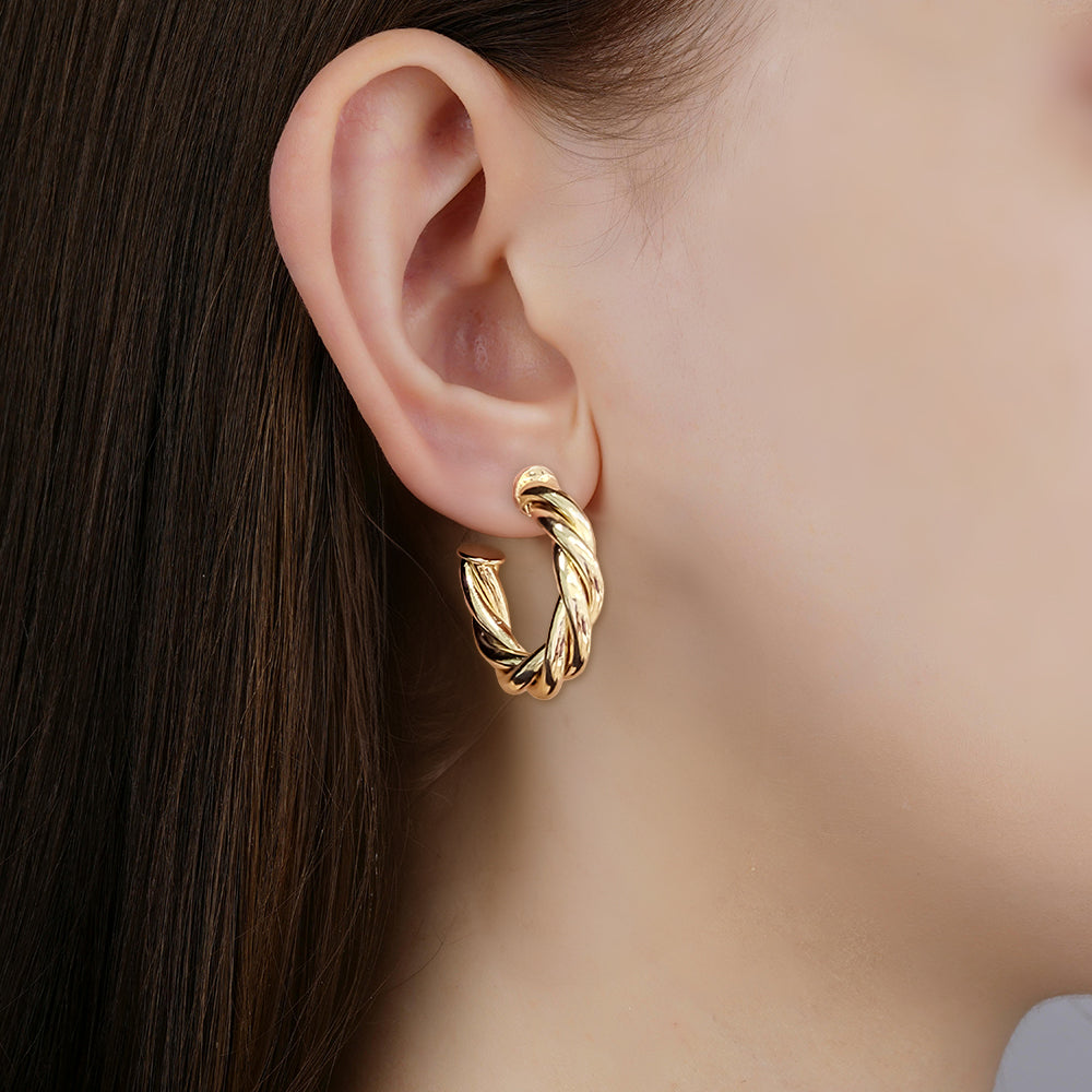 Twisted Gold Hoop Earrings