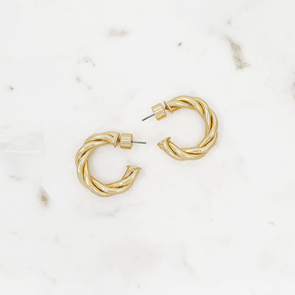 Twisted Gold Hoop Earrings