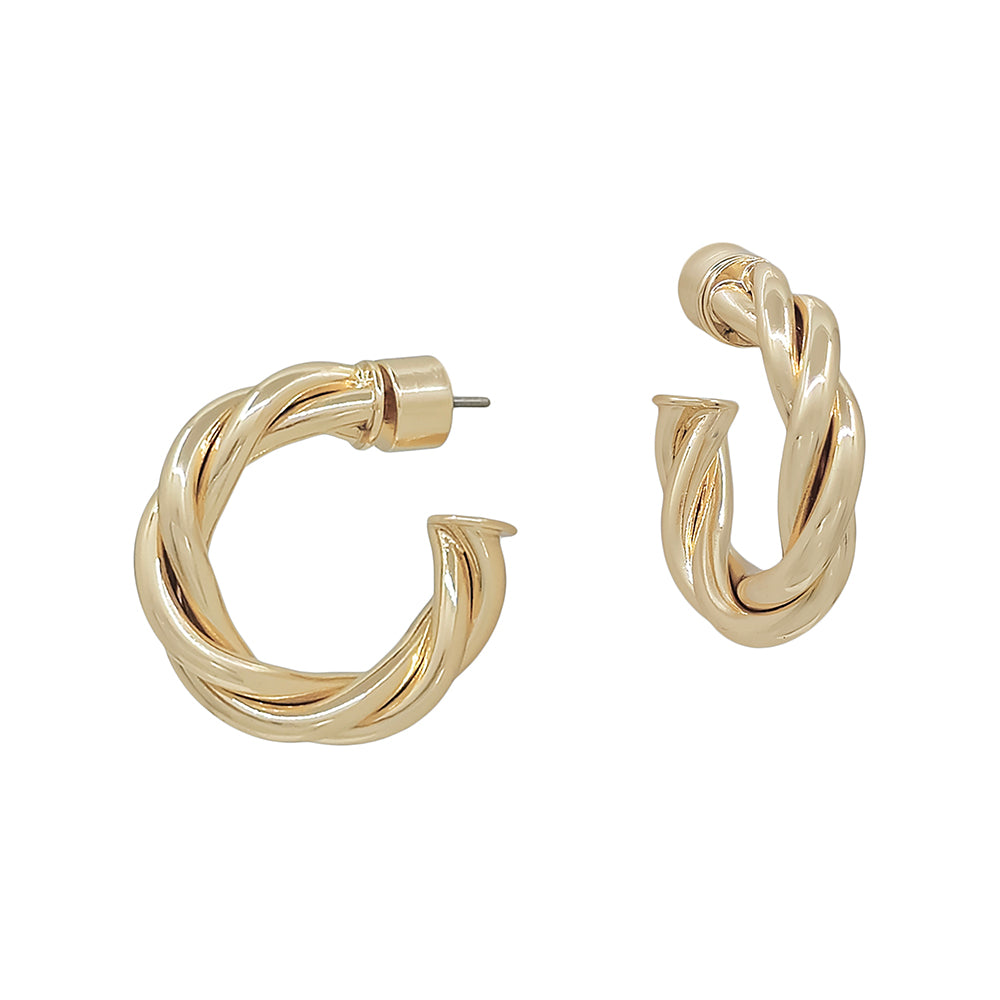 Twisted Gold Hoop Earrings
