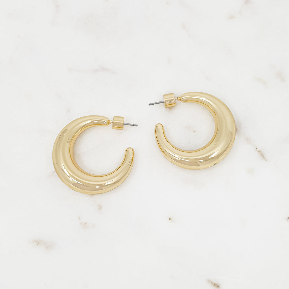 Bold Dome Chunky Hoop Earrings – 1.25" Diameter Statement Hoops