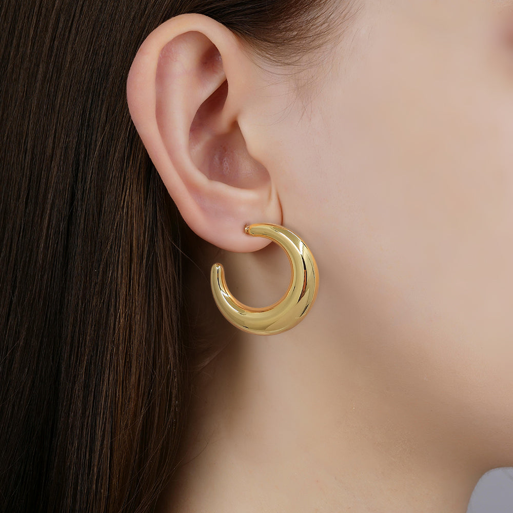Bold Dome Chunky Hoop Earrings – 1.25" Diameter Statement Hoops