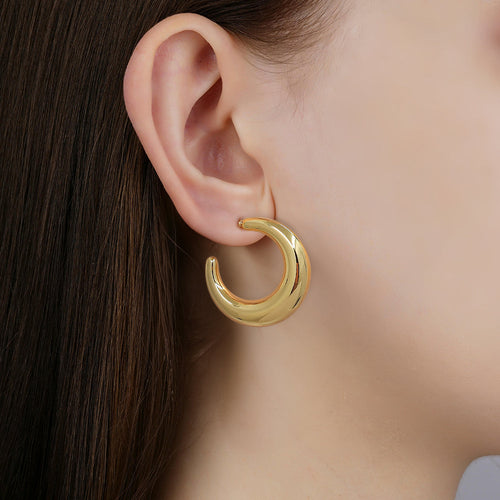 Bold Dome Chunky Hoop Earrings – 1.25" Diameter Statement Hoops