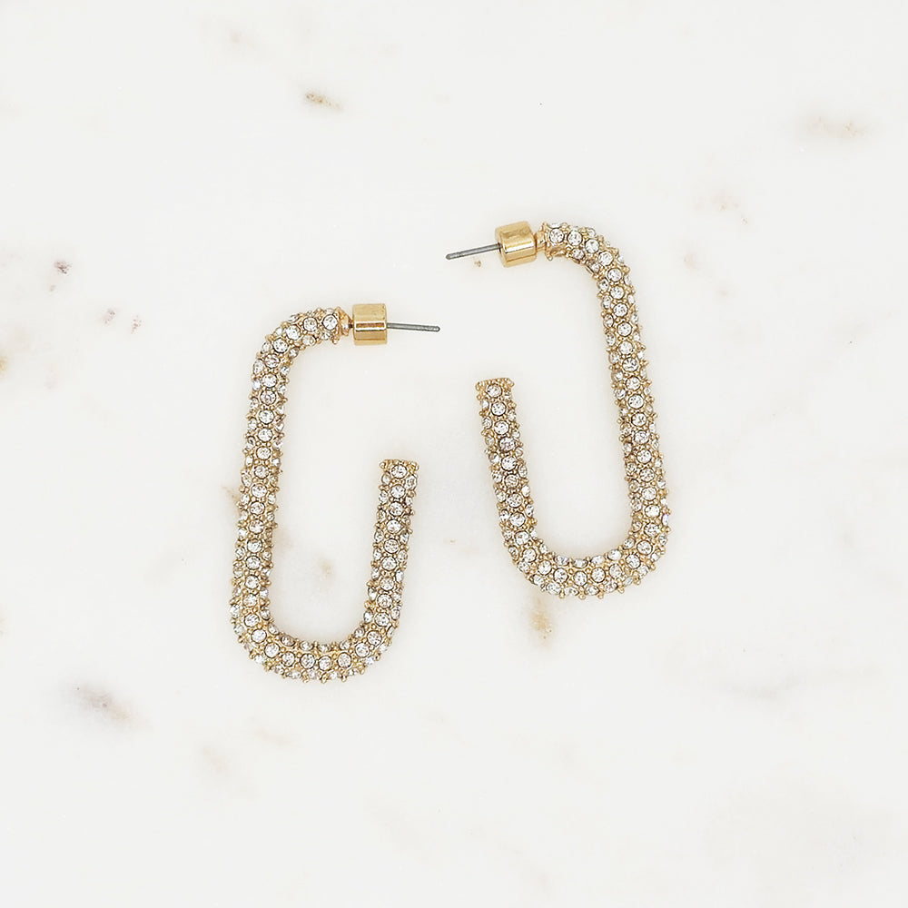 Crystal pave open hoop earrings