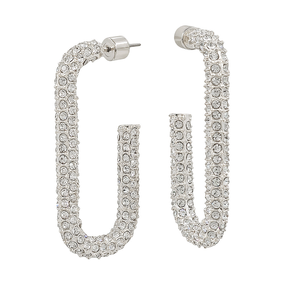 Crystal pave open hoop earrings