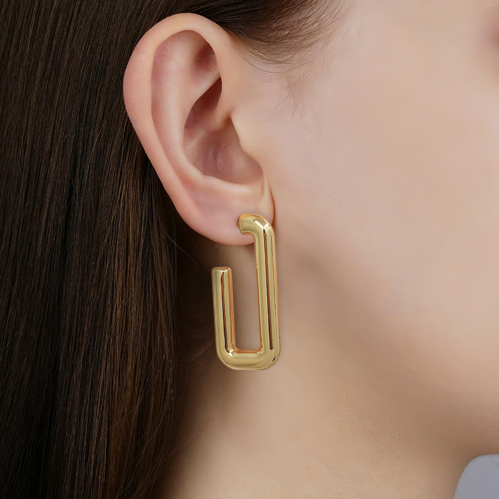 Chunky Geometric Hoop Earrings – Bold Statement Style in Gold & Silver