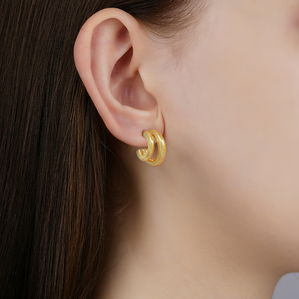 Bold Double-Line Hoop Earrings
