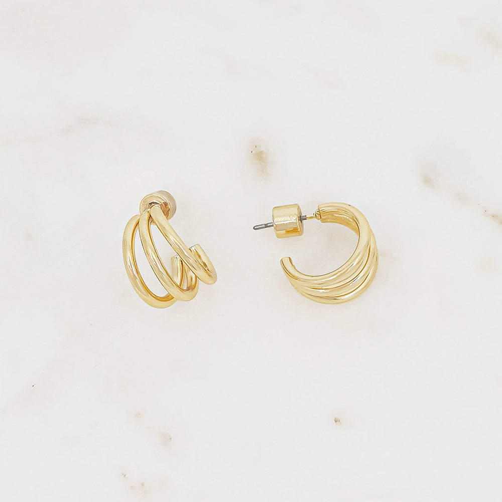 Triple Hoop Statement Stud Earrings