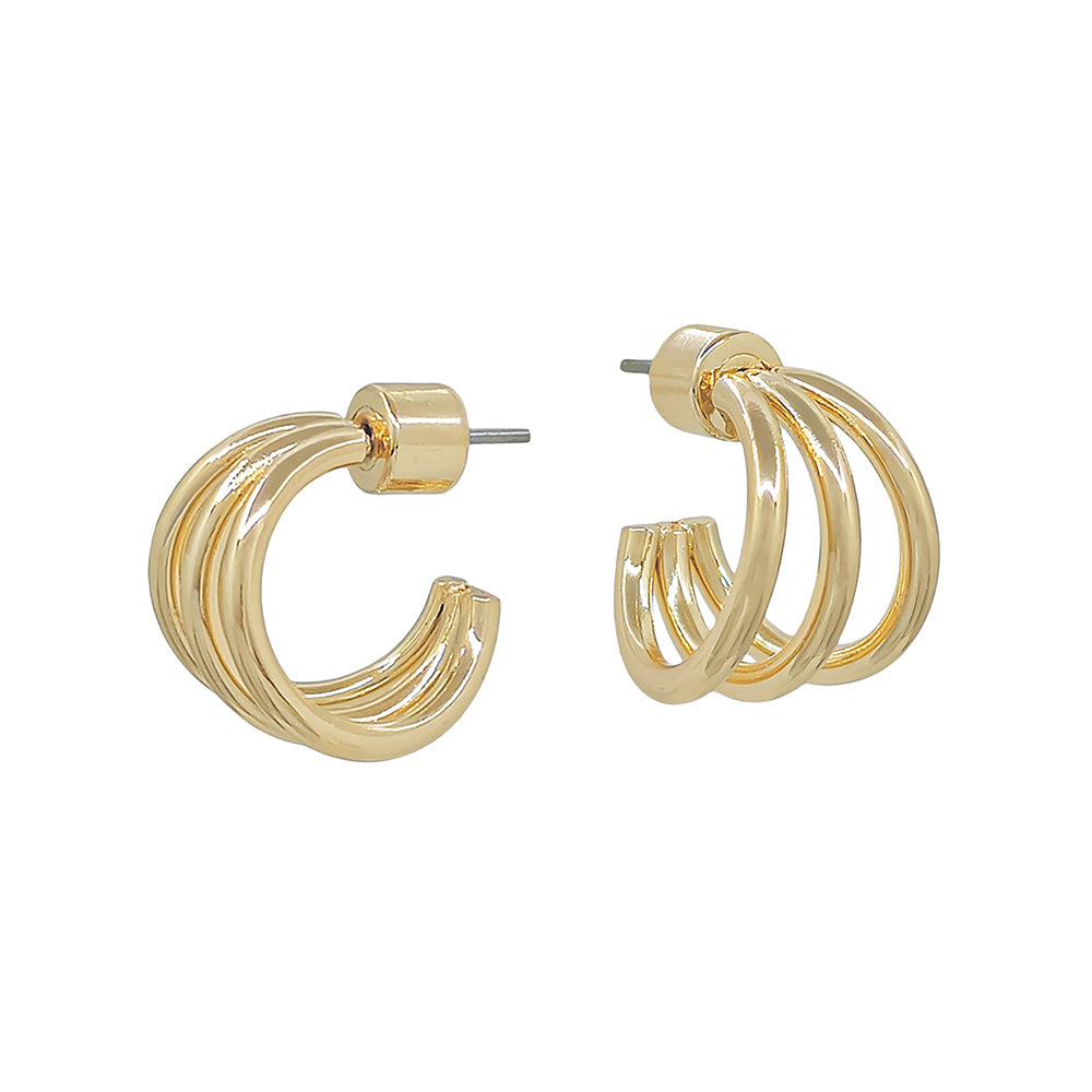 Triple Hoop Statement Stud Earrings