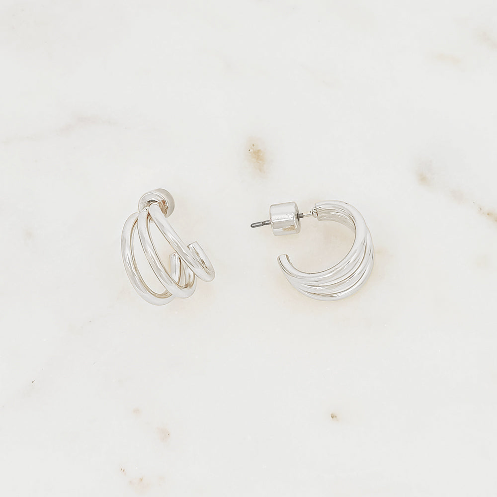 Triple Hoop Statement Stud Earrings