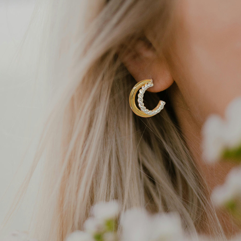 Elegant Twisted Gold Hoop Earrings