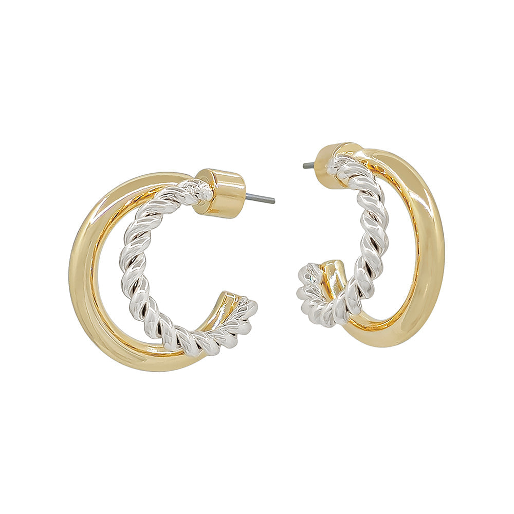 Elegant Twisted Gold Hoop Earrings
