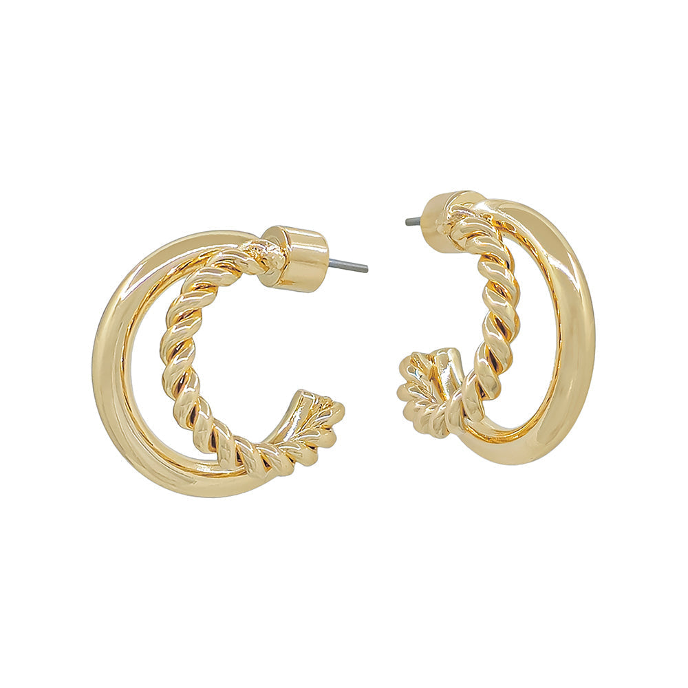Elegant Twisted Gold Hoop Earrings