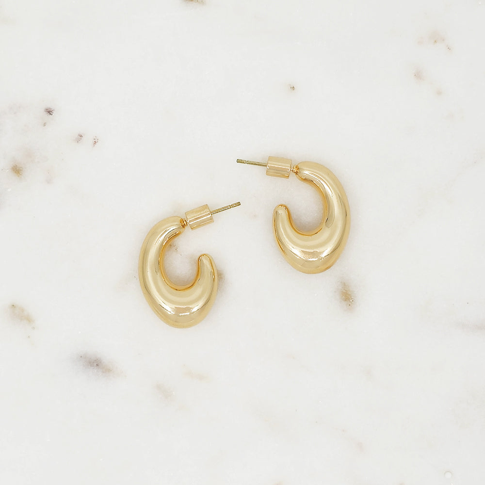 Modern Chunky Bold Sculpted  Stud Hoop Earrings