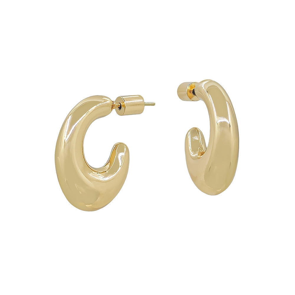 Modern Chunky Bold Sculpted  Stud Hoop Earrings