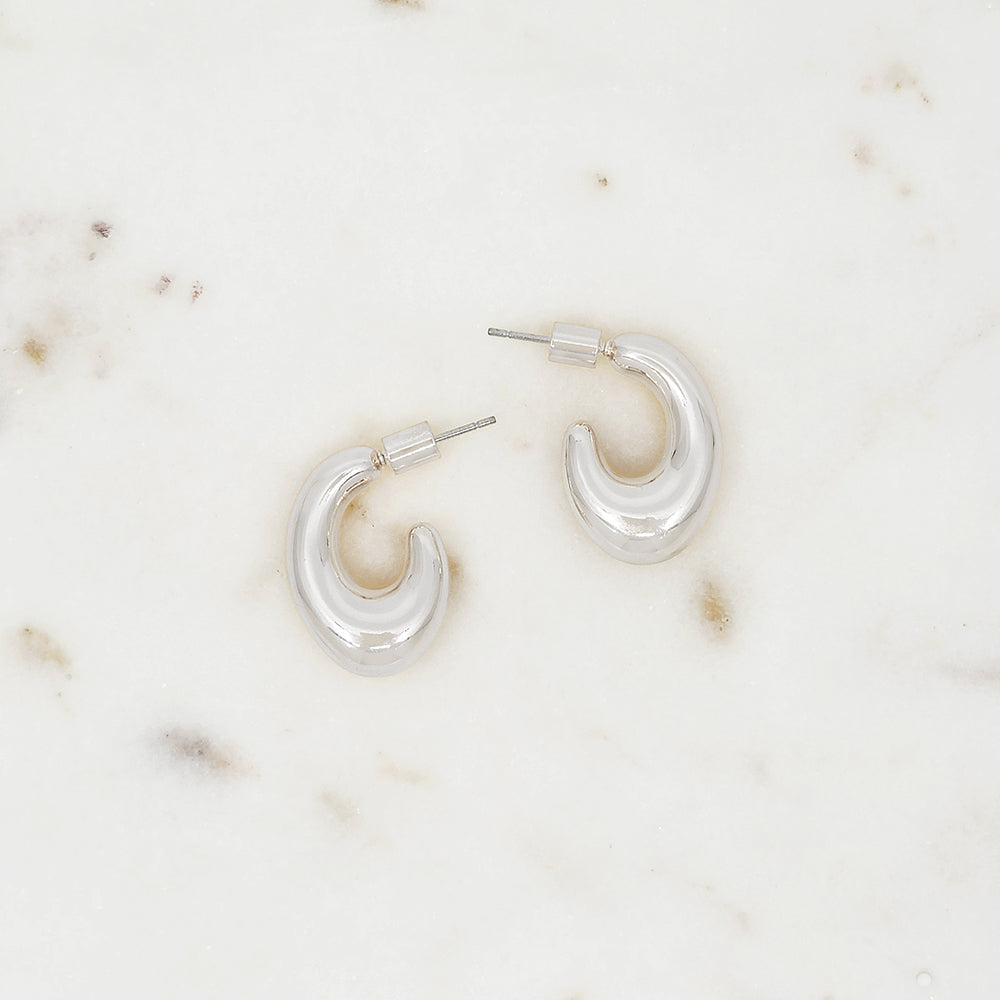 Modern Chunky Bold Sculpted  Stud Hoop Earrings