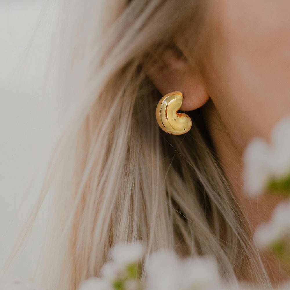 Chunky Dome Huggie Hoop Earrings – Gold & Silver-Tone Minimalist Studs