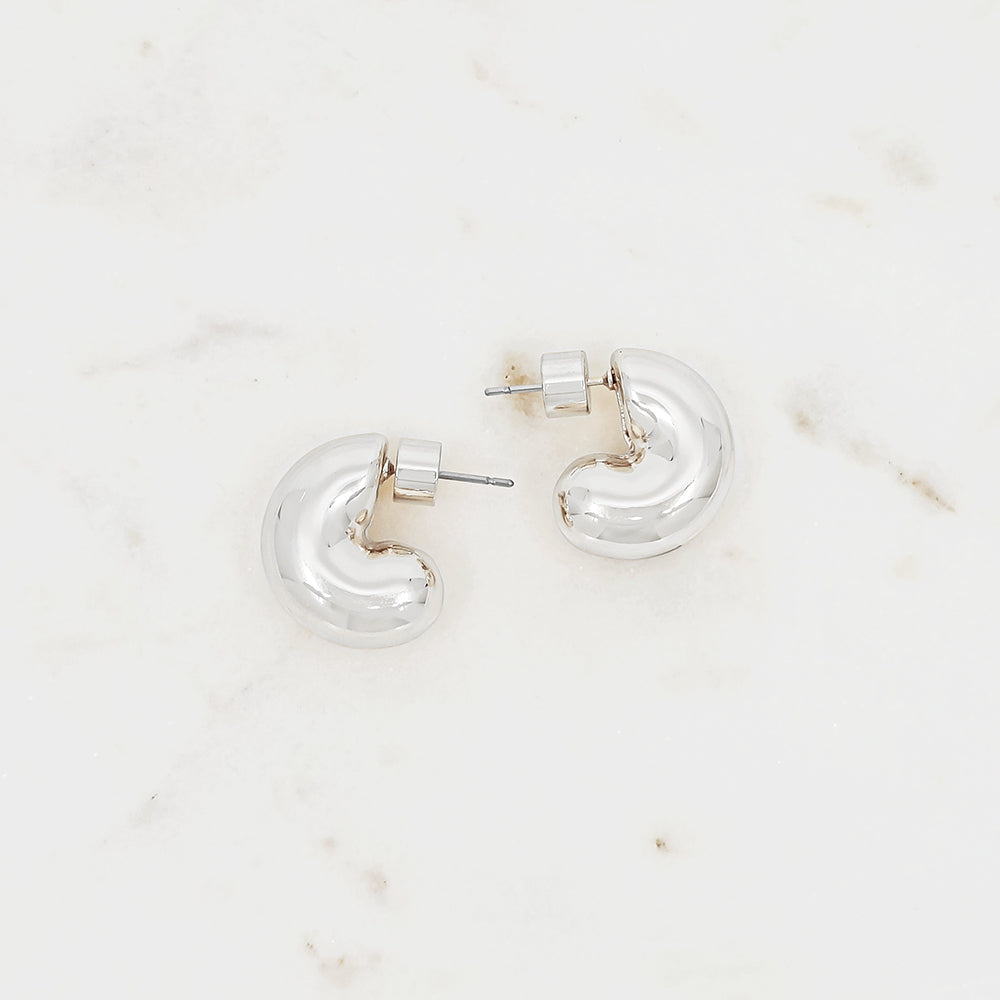 Chunky Dome Huggie Hoop Earrings – Gold & Silver-Tone Minimalist Studs