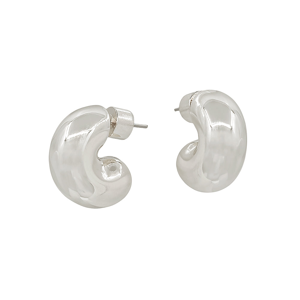 Chunky Dome Huggie Hoop Earrings – Gold & Silver-Tone Minimalist Studs