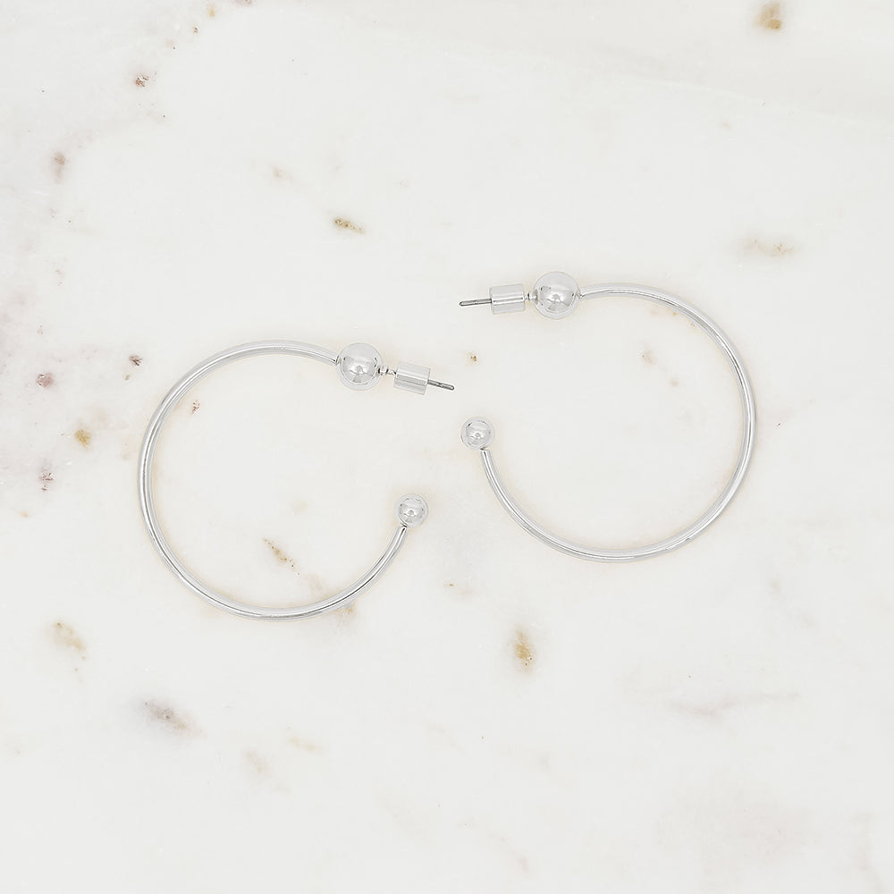Bold Ball-End Hoop Earrings, Gold & Silver Statement Hoops, Modern Open Circle Design