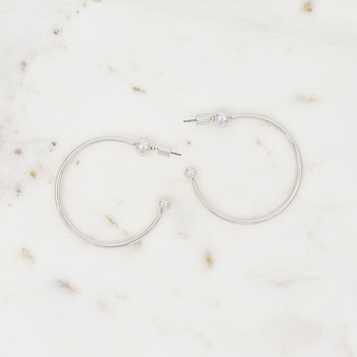 Bold Ball-End Hoop Earrings, Gold & Silver Statement Hoops, Modern Open Circle Design