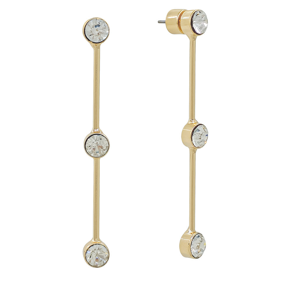 Modern Linear Drop Earrings with Bezel-Set Crystals