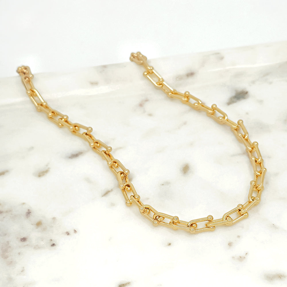 Gold Chain Necklace with Beaded Detailing