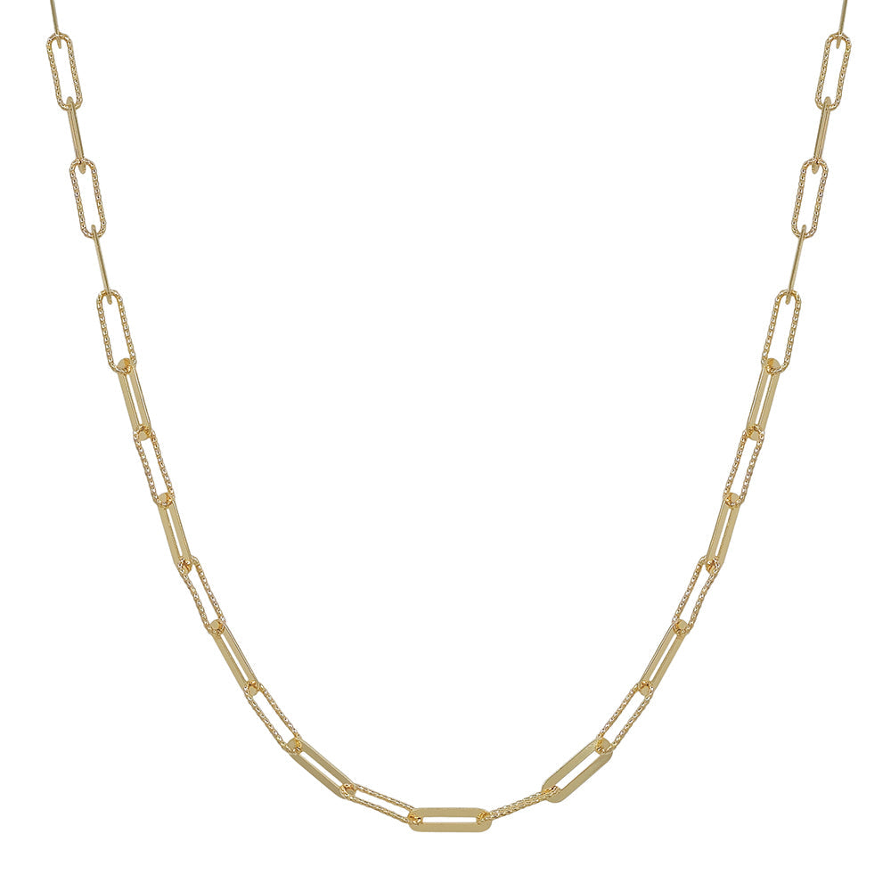 Paperclip Chain Necklace, Gold & Silver Mixed Link Necklace, Minimalist Jewelry